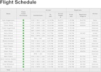 a flight schedule is displayed on a screen
